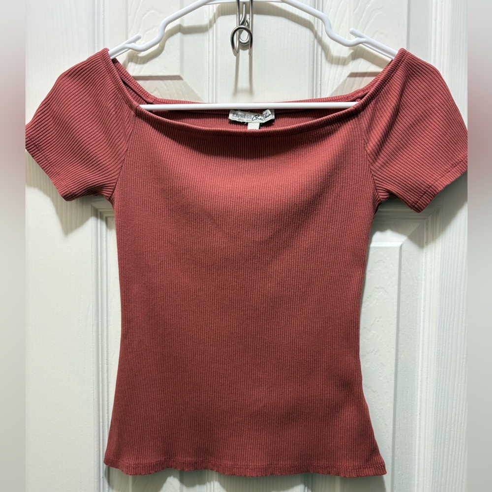 Express Dusty Rose Ribbed Top
